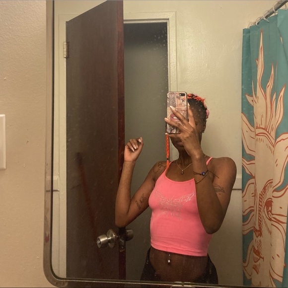 BUTTERFLY RHINESTONE CROP TANK - Picture 2 of 2